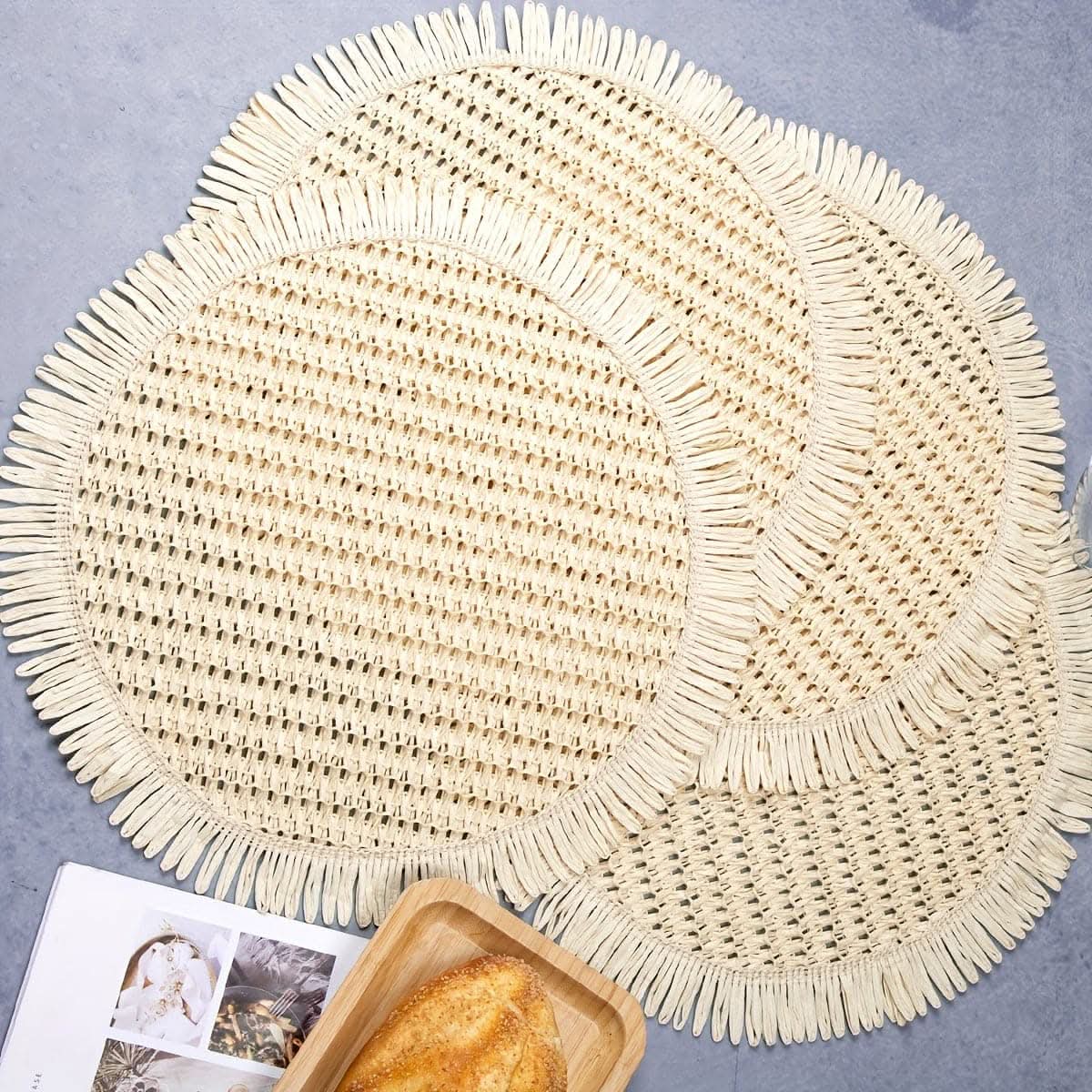 4pcs Rustic Chic Jute Placemats with Fringe