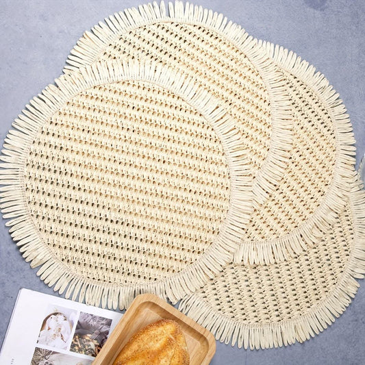 4pcs Rustic Chic Jute Placemats with Fringe