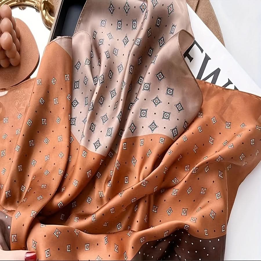 Vintage Polka Dot Square Scarf for Women