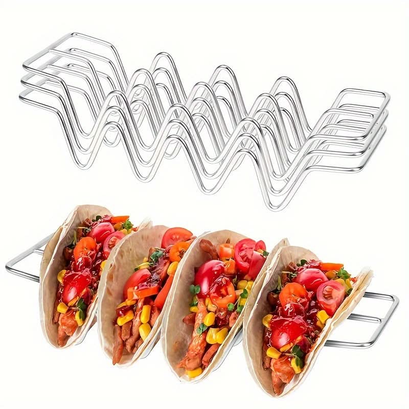 Stainless Steel Taco Holder Rack, 4-Slot Stand