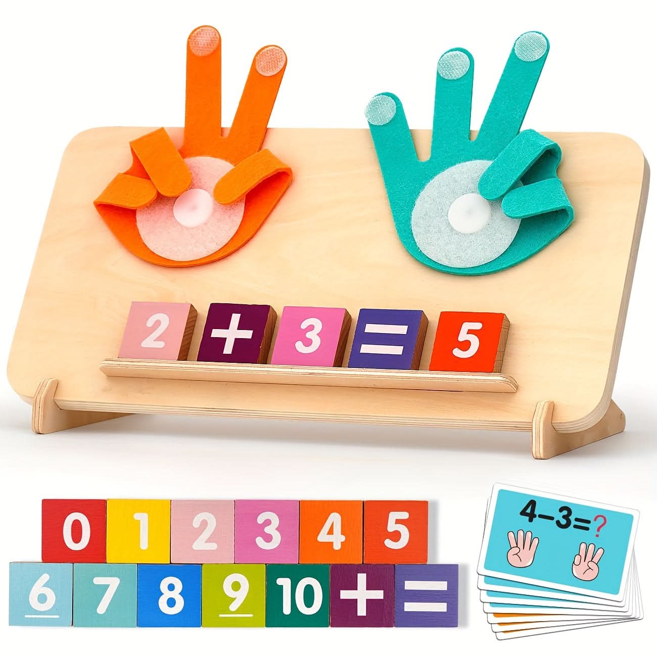 Wooden Math Board Counting Toy – Educational Number & Finger Counting Blocks for Kids