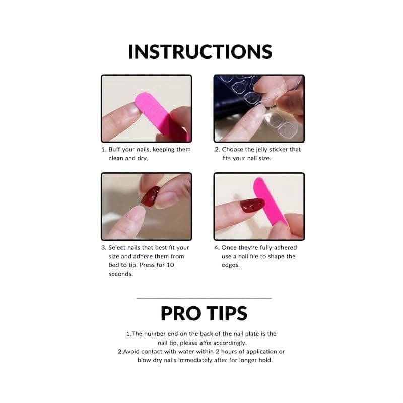 24pcs Medium Almond Press-On Nails – French Tip Full with Nail File and Jelly Glue