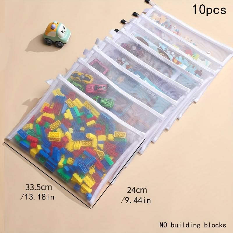 10-Pack Nylon Mesh Storage Bags with Zipper Closure