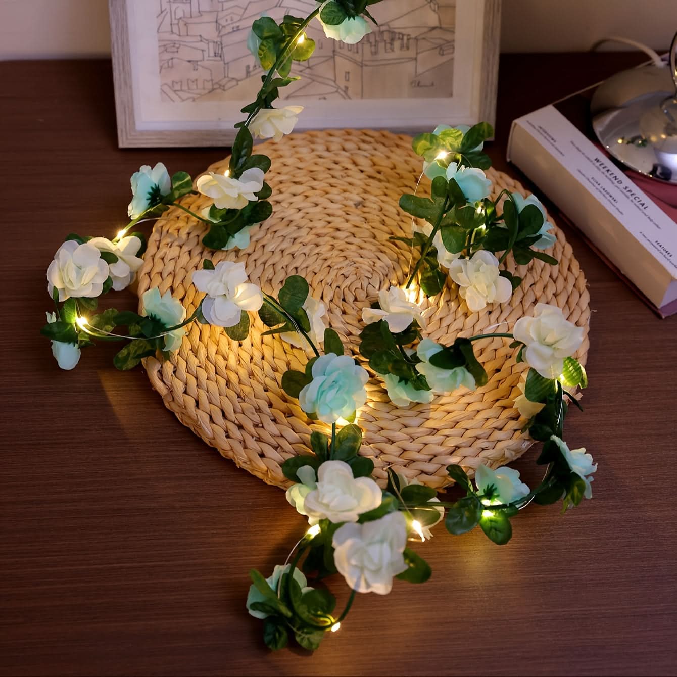 Romantic Rose String Lights – Battery-Powered, Multi-Color LED Flowers
