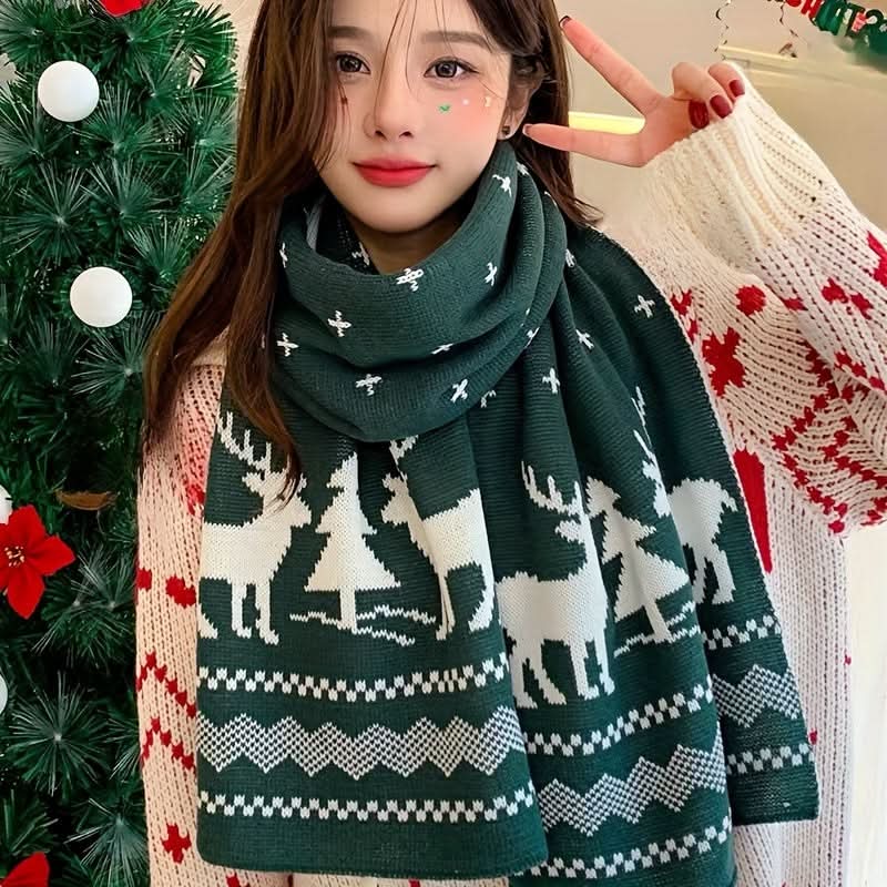 Pack of 2-Piece Christmas Knitted Scarf Set for Unisex