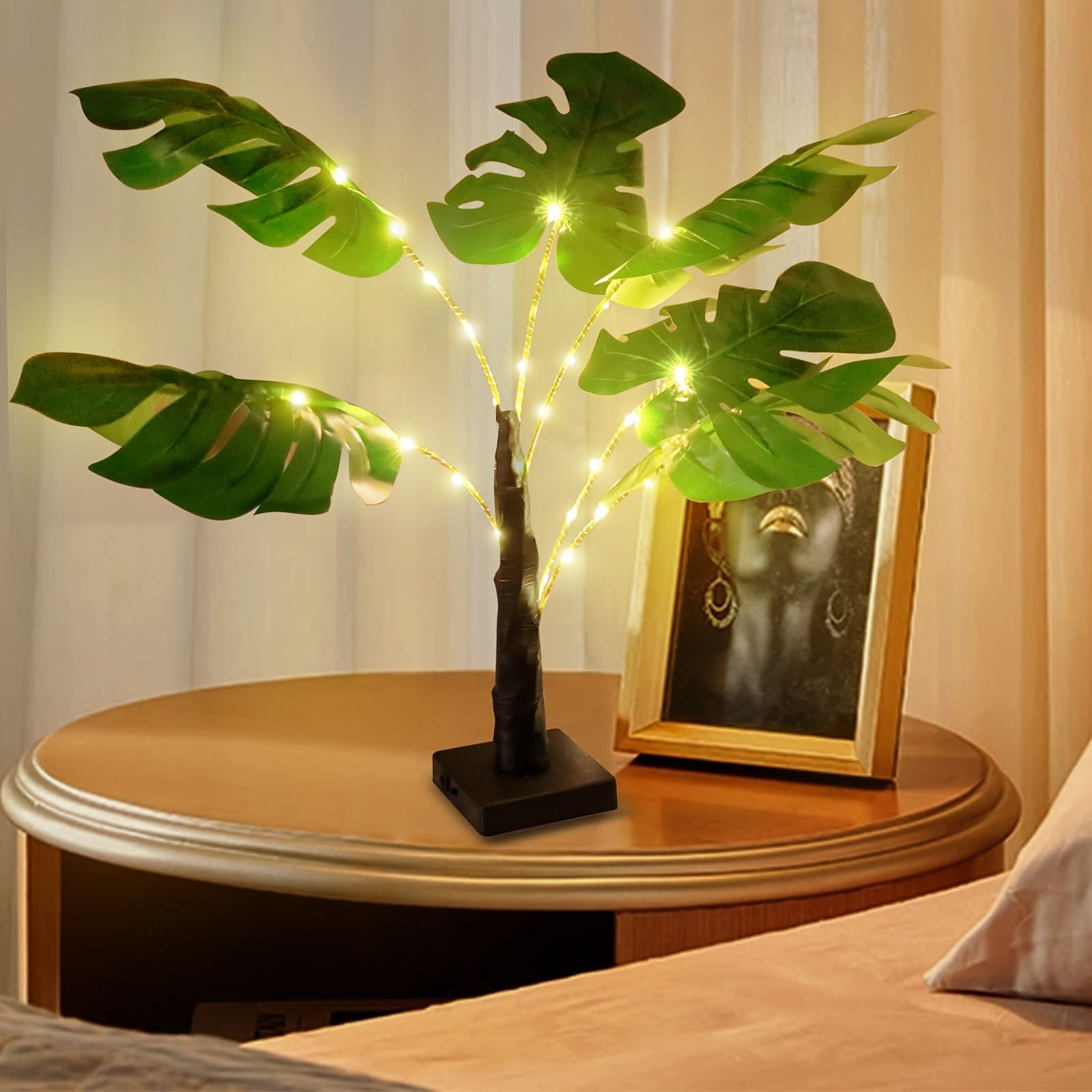 30-LED Green Leaf Table Lamp, USB Powered