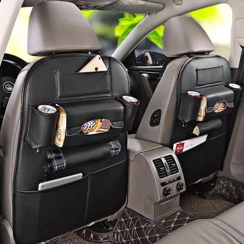 Leather Car Seat Back Organizer – Large Storage Bag