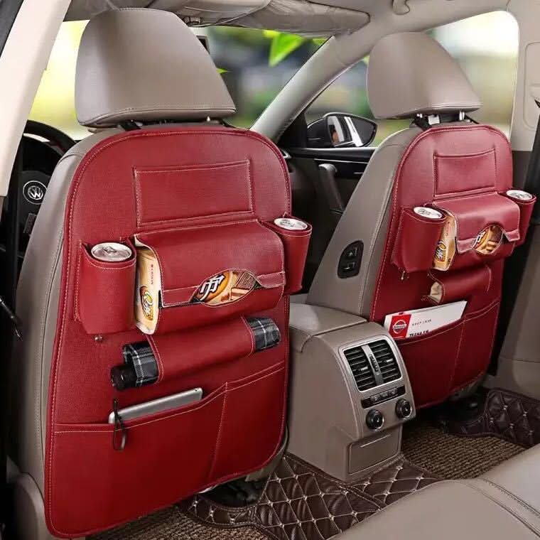 Leather Car Seat Back Organizer – Large Storage Bag