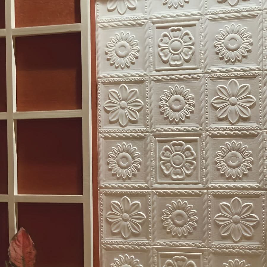 20pcs 3D Floral Self-Adhesive Wall Tiles