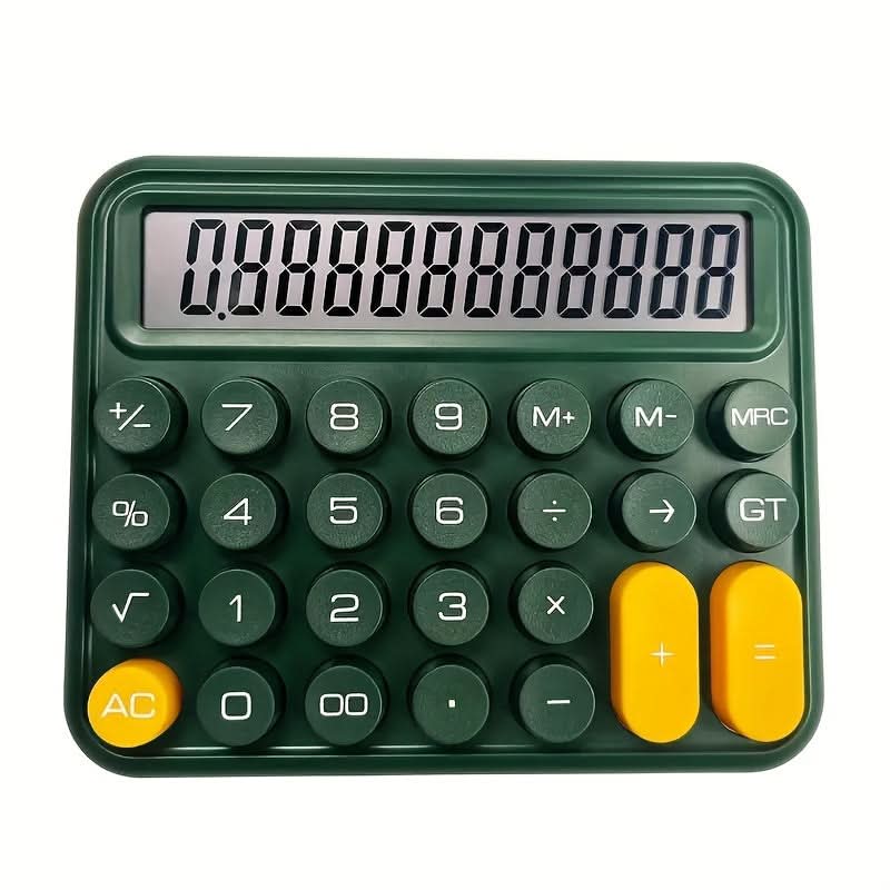 12-Digit Large-Button Mechanical Desk Calculator - Oversized Display