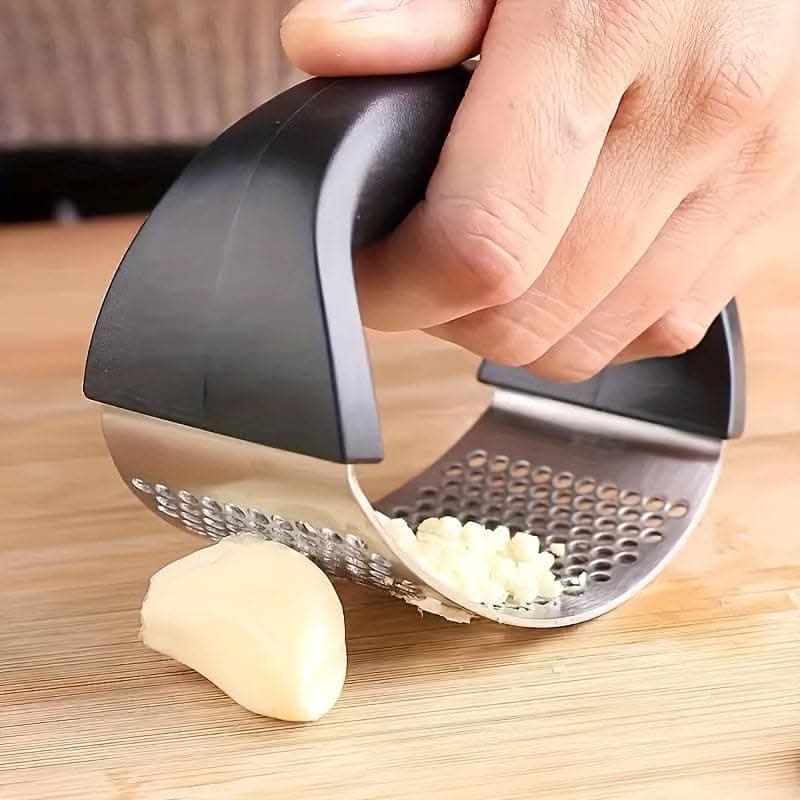Stainless Steel Garlic Press - Rocker Metal Garlic Mincer and Crusher