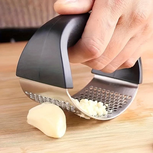 Stainless Steel Garlic Press - Rocker Metal Garlic Mincer and Crusher