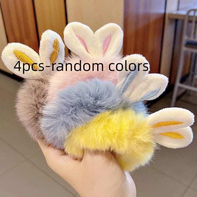4pcs Cute Plush Rabbit Ears Scrunchie Hair Ties