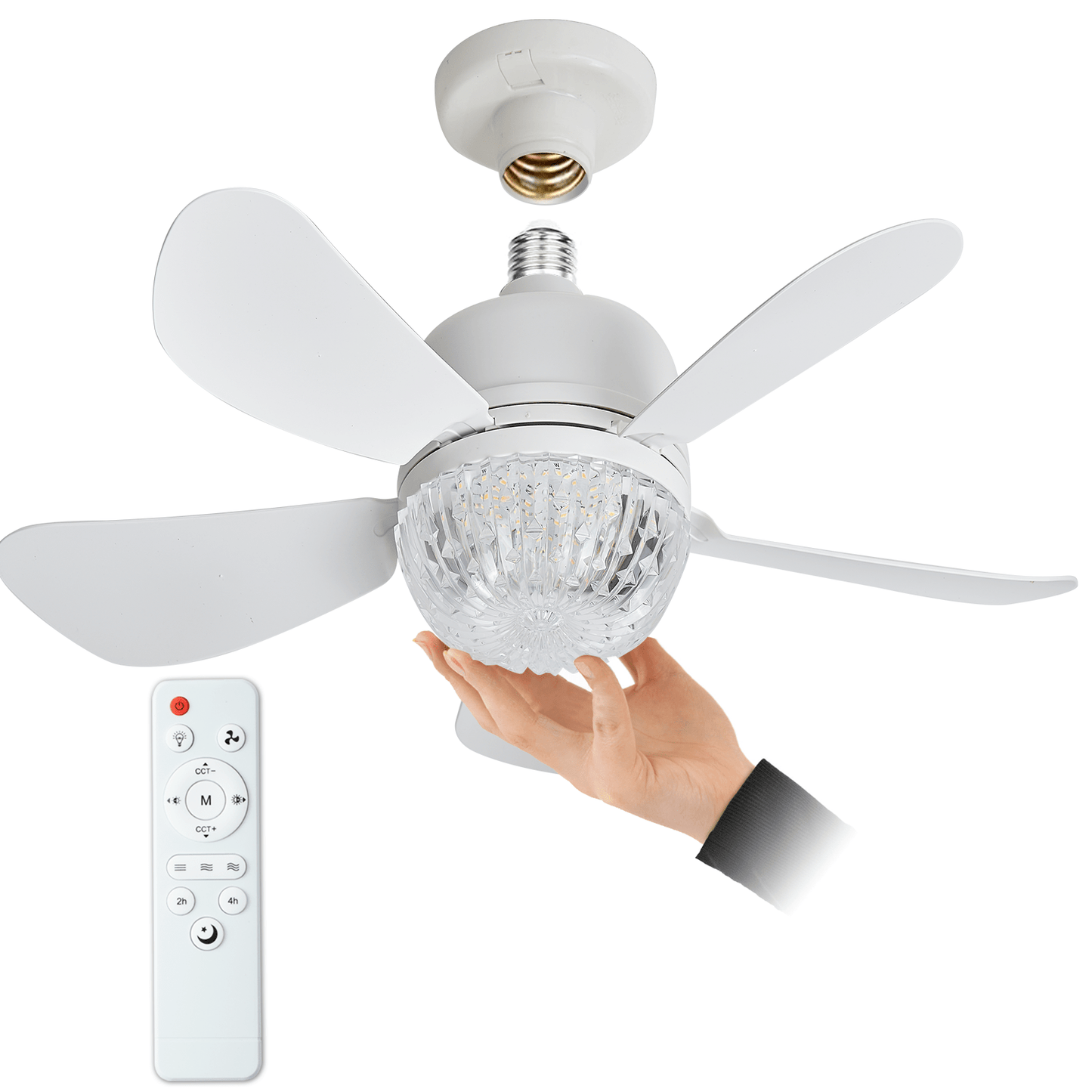 Elegant White LED Ceiling Fan with Remote – 3-Speed
