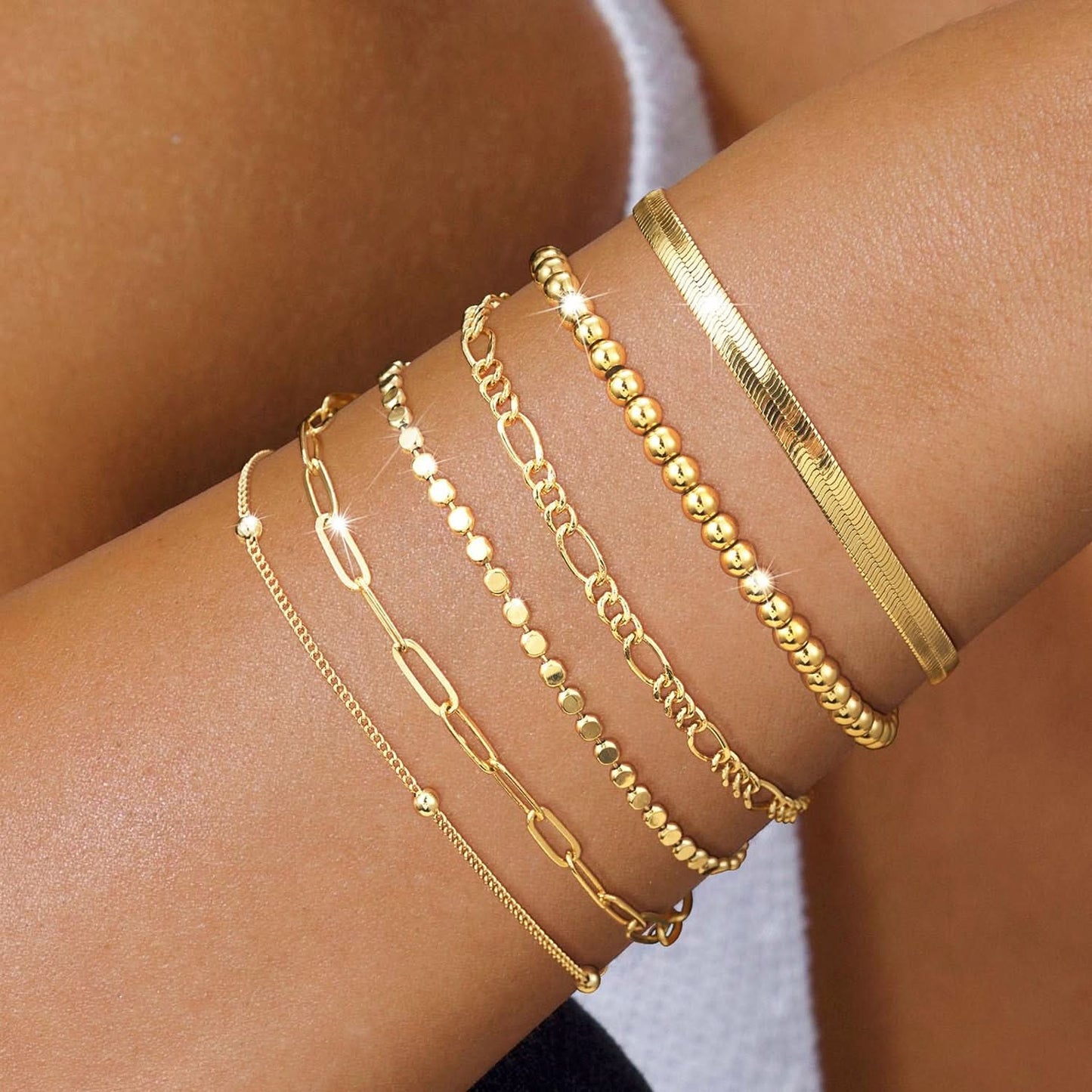 Pack of 6 pcs. Dainty Chain Bracelets Set for Women