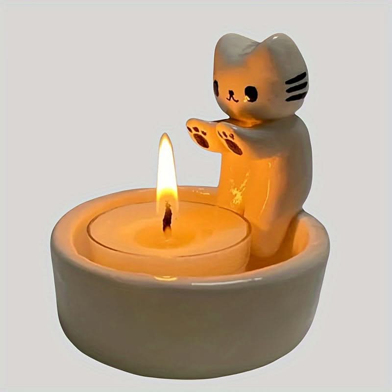 Adorable Cat Candle Holder, Cute Room Decor