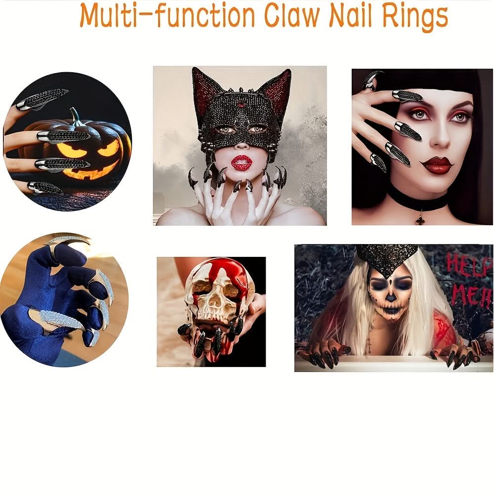 Black Gothic Punk Almond Nail Set