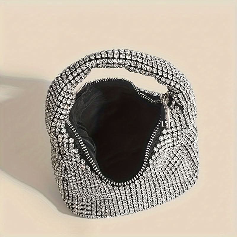 Silver Rhinestone Evening Clutch for Women