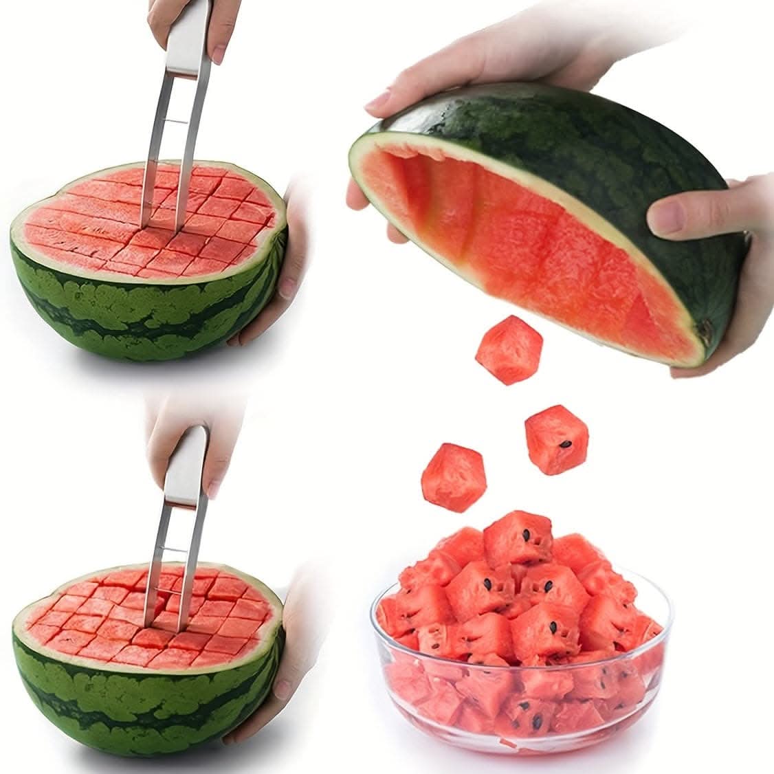 1pc Quick Watermelon/Fruit Cutter - Stainless Steel Cube Cutter for Fruit Salad Preparation