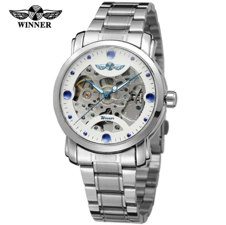 Winner Hollow Automatic Mechanical Watch for Men – Alloy Strap Business Timepiece