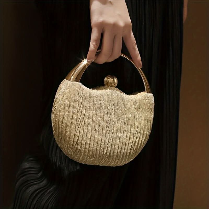 Vintage Black Glitter Clutch – Gold Handle