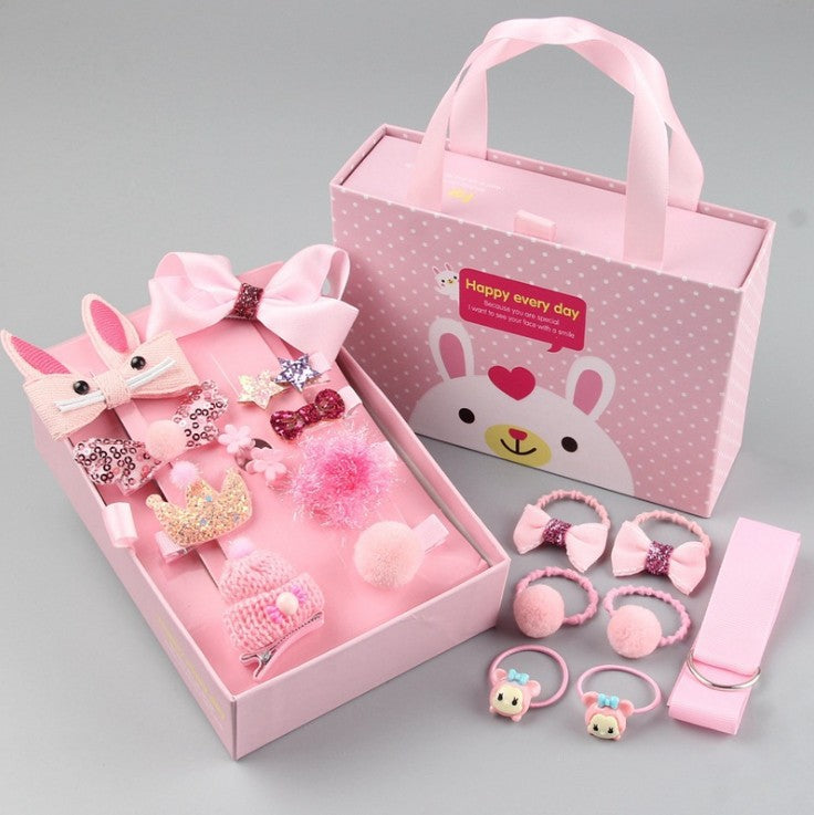 18-Piece Kids' Bow Hair Accessories Gift Set – Fabric Hairpins for Girls