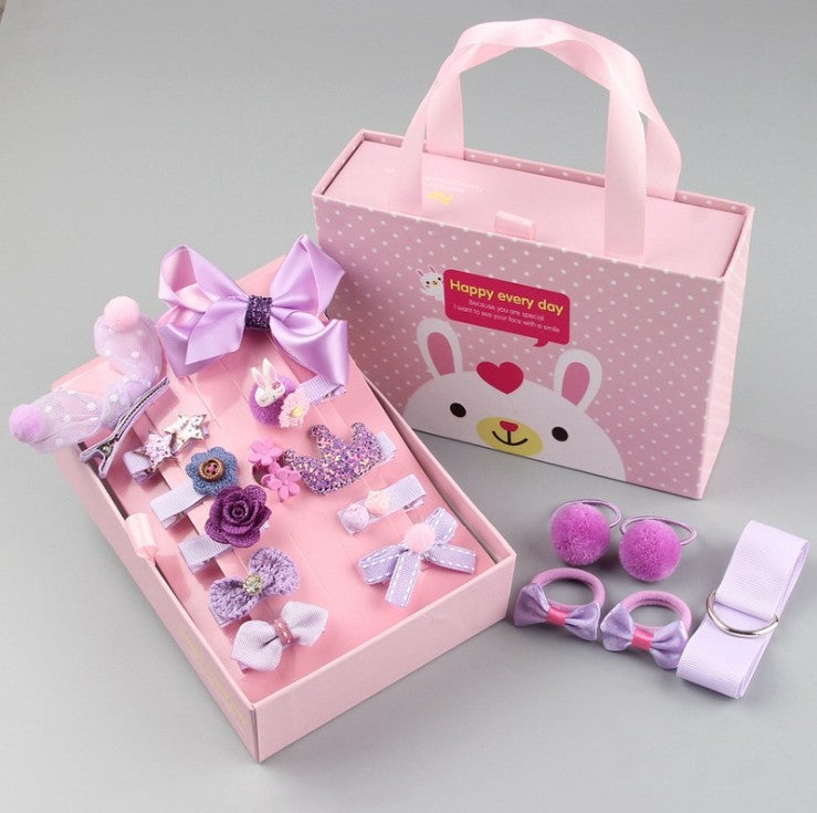 18-Piece Kids' Bow Hair Accessories Gift Set – Fabric Hairpins for Girls