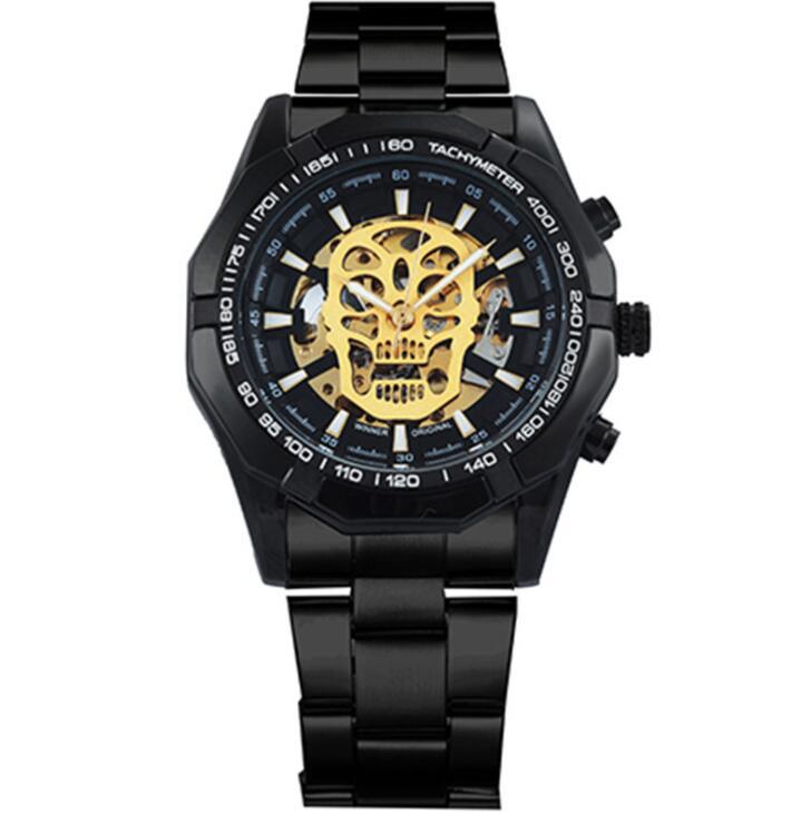 T-WINNER Skull Skeleton Mechanical Watch for Men – Luminous Hollow Dial Timepiece