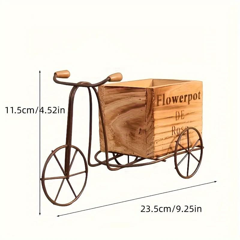 Rustic Wooden Tricycle Planter for Indoor/Outdoor