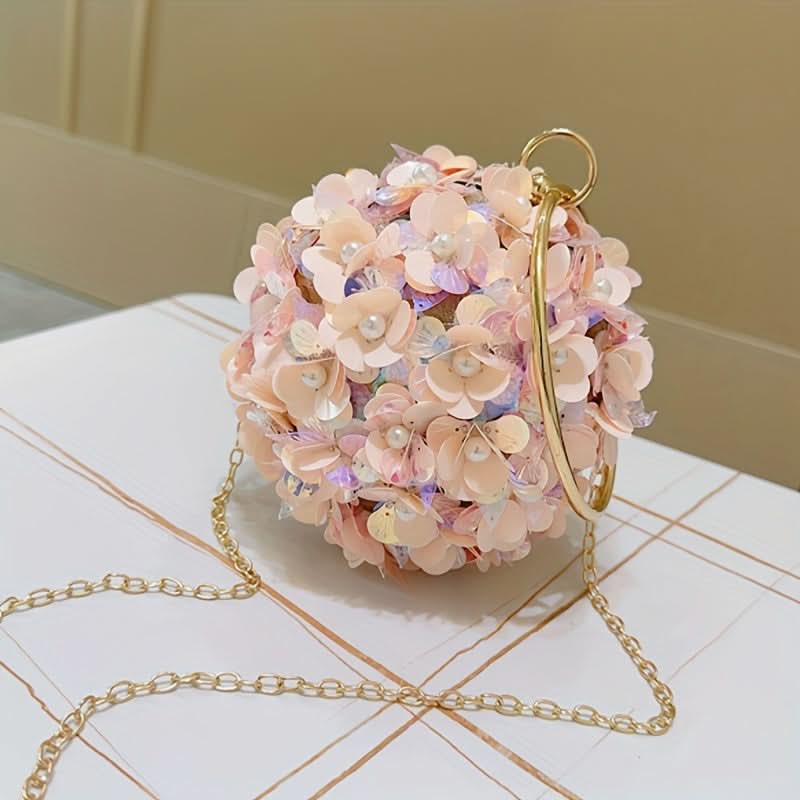 Rose Gold Rhinestone Evening Clutch Bag
