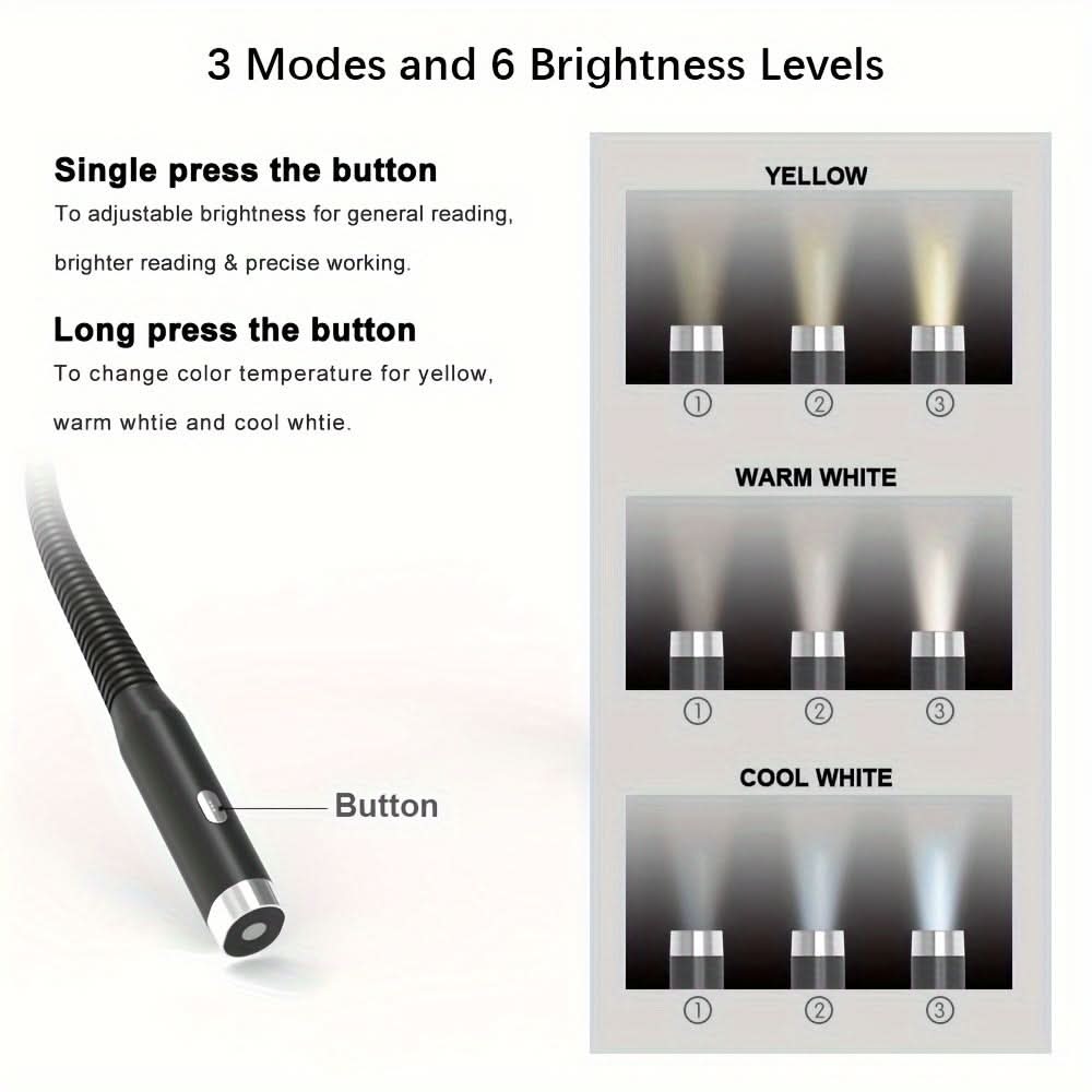 Rechargeable LED Neck Reading Light – Hands-Free, Dimmable