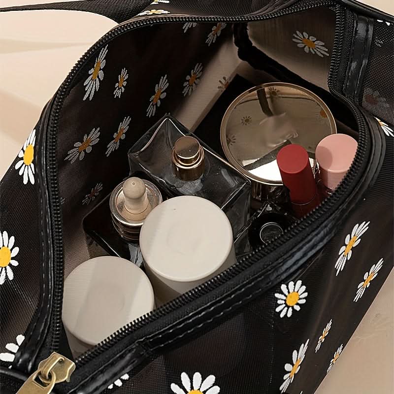 Vibrant Daisy Print Mesh Satchel Bag