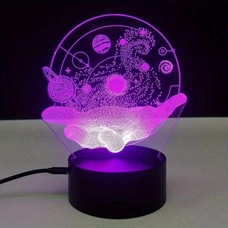Cosmic Planet 3D Night Light - Colorful USB Powered, Touch Control Bedroom Decor