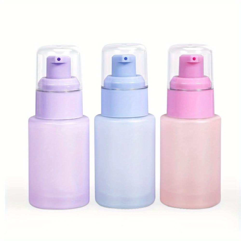 3pcs Leak-Proof Glass Pump Bottles – Refillable Shampoo & Lotion Containers