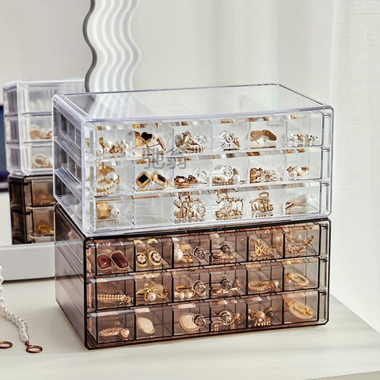 Large-Capacity 3-Layer Jewelry Storage Box – 72-Grid with Buckle Closure