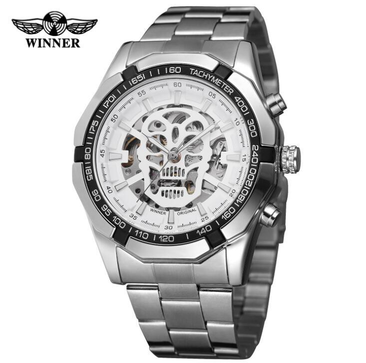 T-WINNER Skull Skeleton Mechanical Watch for Men – Luminous Hollow Dial Timepiece