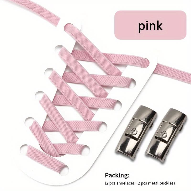 No-Tie Shoelaces with Adjustable Buckles – Easy-On Fit For Sneakers & Sports Shoes