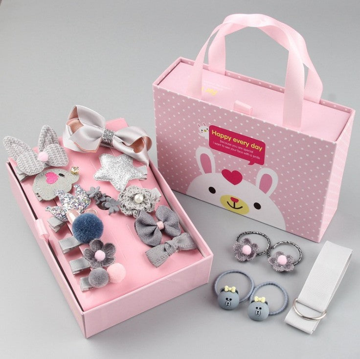 18-Piece Kids' Bow Hair Accessories Gift Set – Fabric Hairpins for Girls