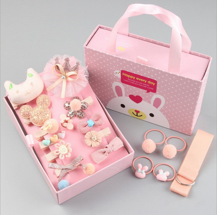 18-Piece Kids' Bow Hair Accessories Gift Set – Fabric Hairpins for Girls