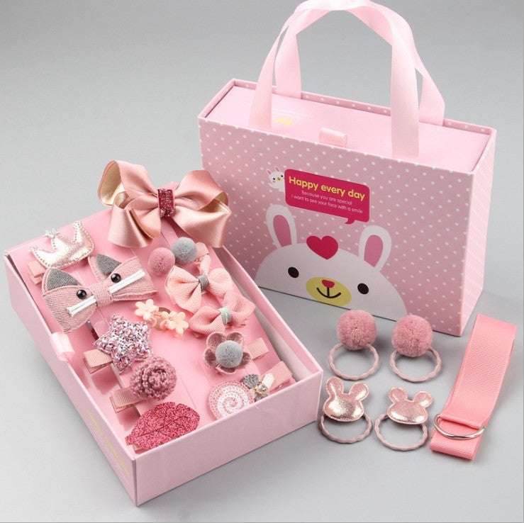 18-Piece Kids' Bow Hair Accessories Gift Set – Fabric Hairpins for Girls