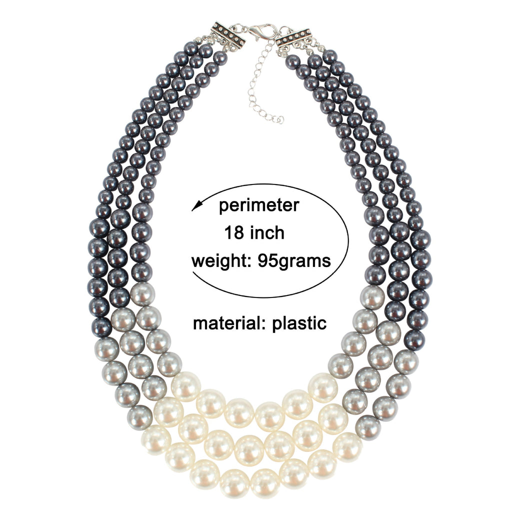 Triple Layer Pearl Necklace – Retro Multi-Strand Beaded Choker for Women