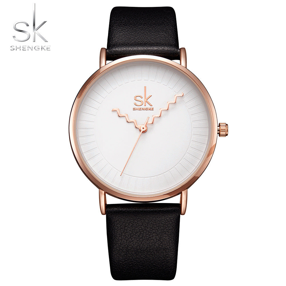 SK Women’s Quartz Watch – Fashion PU Leather Strap, Waterproof Casual Wristwatch