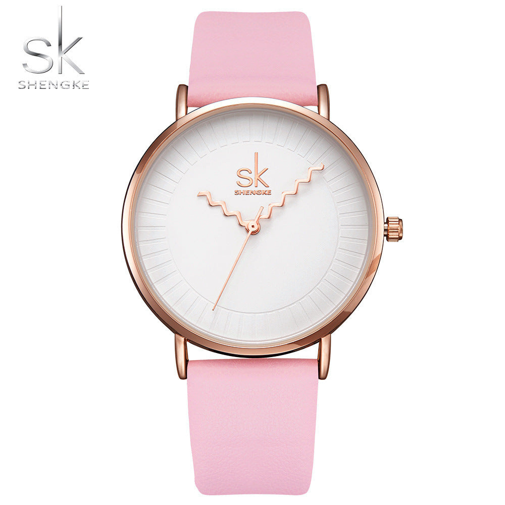 SK Women’s Quartz Watch – Fashion PU Leather Strap, Waterproof Casual Wristwatch