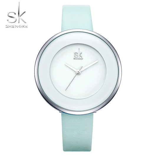 SK Women’s Quartz Watch – Simple Leather Strap, 30M Waterproof Casual Wristwatch