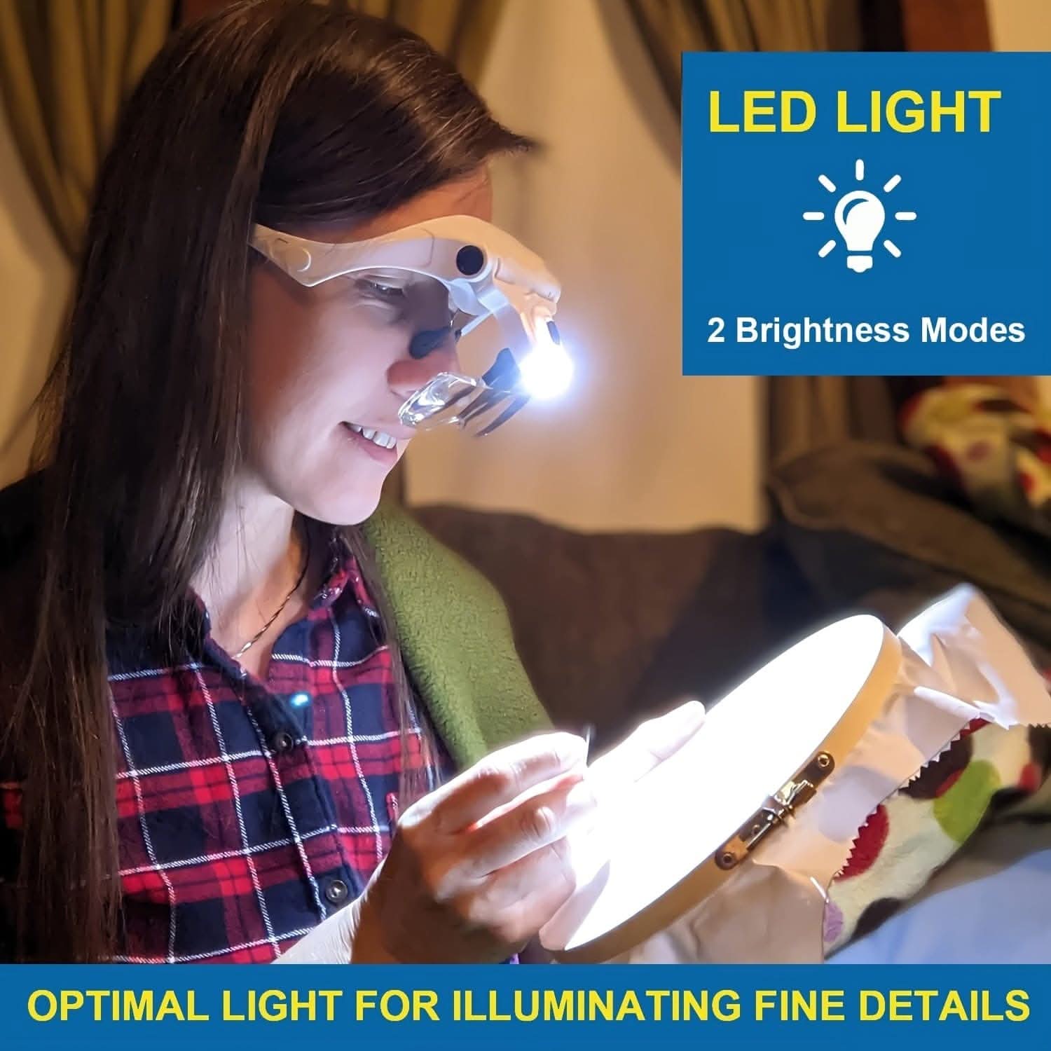 2LED Hands-Free Head Mount Magnifying Glasses