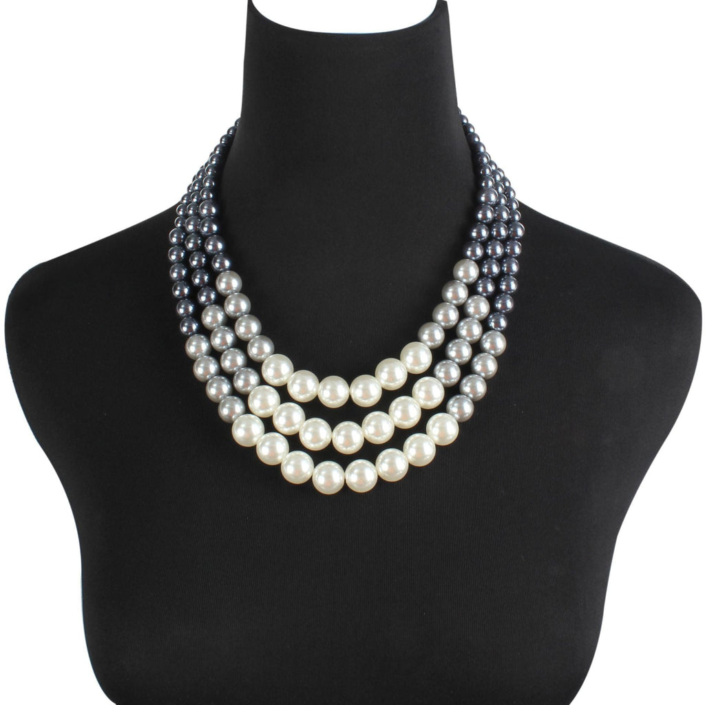 Triple Layer Pearl Necklace – Retro Multi-Strand Beaded Choker for Women