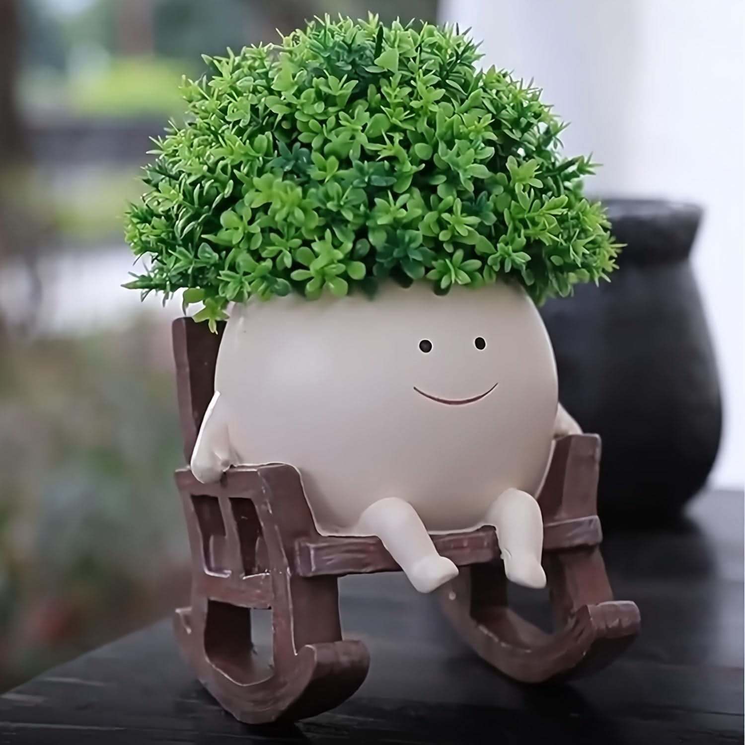 Smiling Face Resin Planter Pot – Rocking Chair Flowerpot