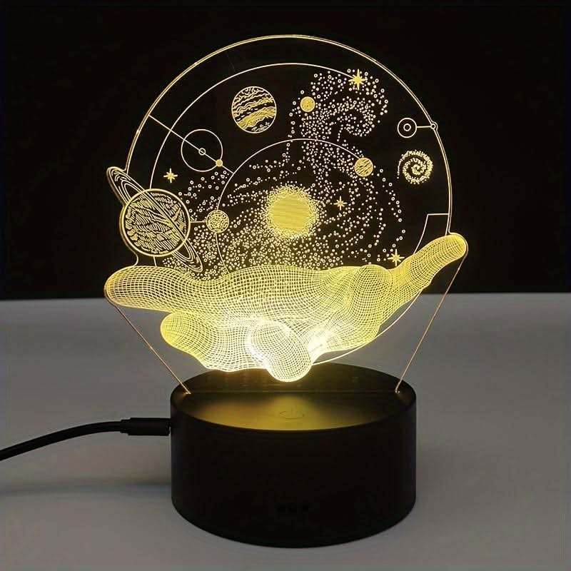 Cosmic Planet 3D Night Light - Colorful USB Powered, Touch Control Bedroom Decor