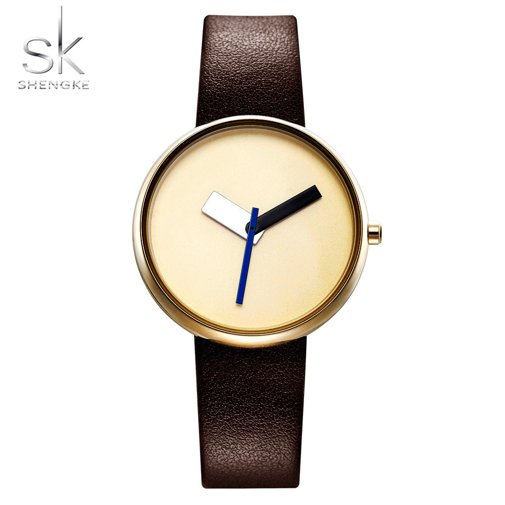 SK Women’s Quartz Watch – Simple Waterproof Leather Strap Casual Wristwatch