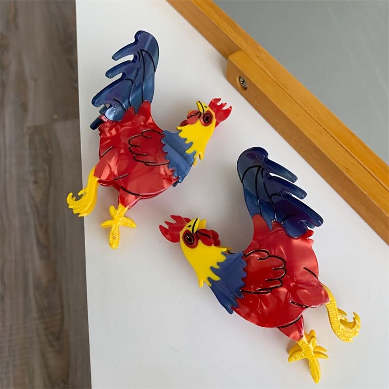 Cartoon Rooster Acetate Hair Claw Clip for Women